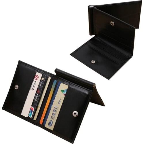 Hot Sale Fashion Mens Leather Money Clip Wallet With Magnet Hasp Credit Card Cash Holder Business Short Designer Purse For Male