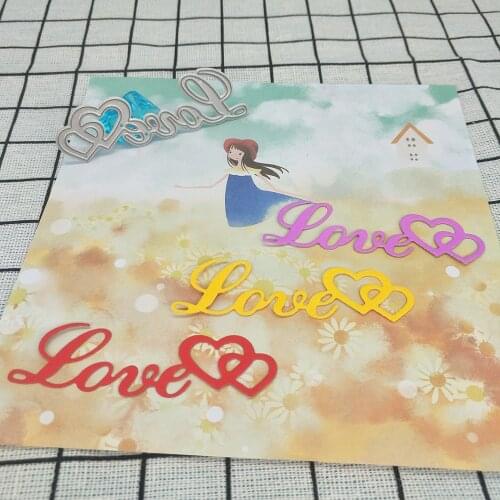 Love and two peach heart metal cutting mold scrapbook photo album decoration DIY handmade art