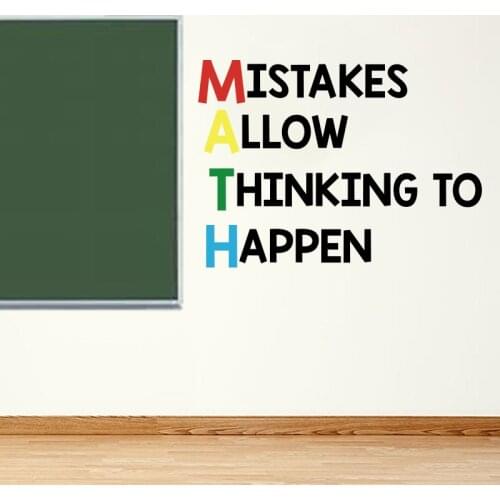 Math Inspirational Quote Lettering Wall Sticker Classroom Study Room Mistake Allow Think Happen Quote Wall Decal Kids Room Vinyl