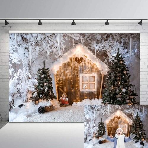 NeoBack Christmas Backdrop Wooden House Snowflake Winter Background Photography Christmas Holiday Party Decor Photo Backgrpund