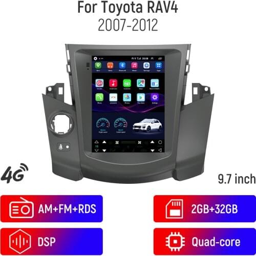 9.7inch Multimedia Player For Toyota RAV4 2007 2008 2009 2010 2011 2012 Tesla Style 4G WIFI Radio GPS Navigation Android 10
