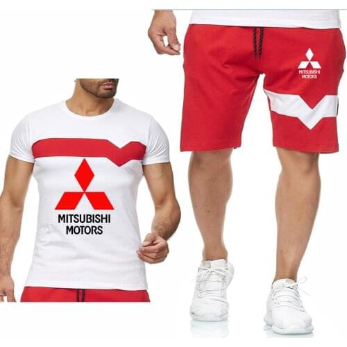Mens Short-sleeved T-shirts Shorts for Mitsubishi Car Logo Print Cotton Summer Casual Round Neck High Quality Sports Suit