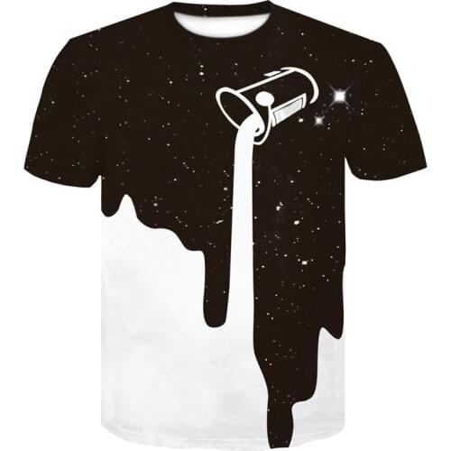 Overturned milk Printed Mens T-shirts Unisex Fashion Casual 3d T Shirt 2018 High Quality Homme short Sleeve Shirts Tees Tops