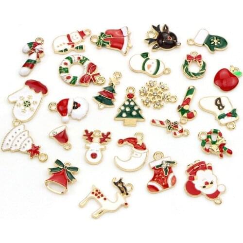 26PCS Christmas Decor Set NewYear Xmas Pendant Drop Ornaments Hanging Christmas Decor Bracelets Necklaces Accessories Pendants