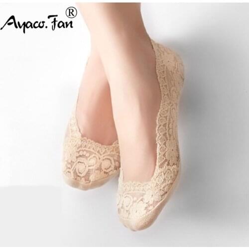 5 Pairs/Lot Anti-skid Invisible Socks 2019 Summer Style New Thin Lace Flower Sock Slippers for Women Girls Lady Low Ankle Socks