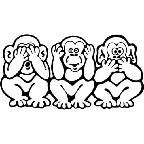 New Cartoons Three Monkeys Car Sticker Car Decals Motorcycl Decals Scratches Waterproof PVC 17CM*9CM