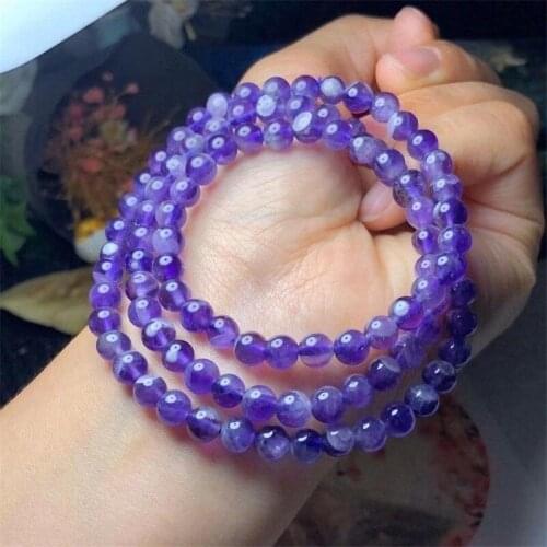 New Fashion 6mm purple Beaded Bracelet Prayer Beads Muti-Layer Rosary Mala Bracelet for Mediatation Can