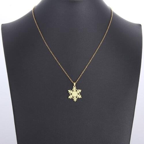 12PC Gold Color Luxury Snowflake Necklace Pendant Snow Flower Chain Necklace Jewelry For Women Girl Birthday Party Gifts Fashion