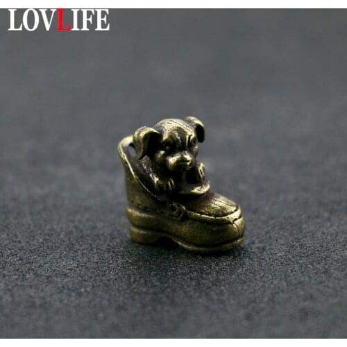 Pure copper Solid Cute Dog Shoe Pendants Creative Vintage Brass Hanging Ornaments Handmade Antique Keychain Key Ring Accessories