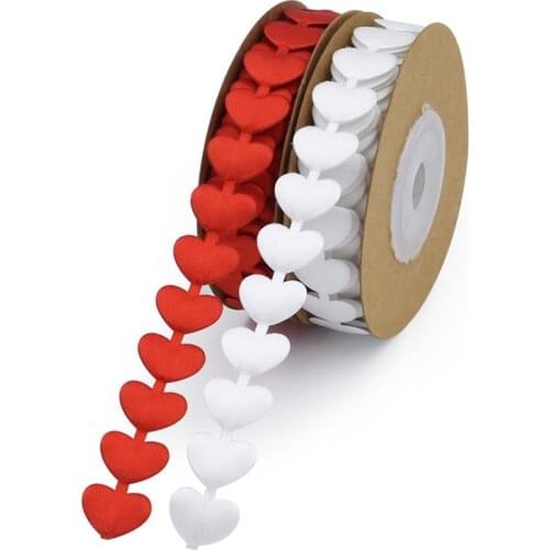 Embossed Love Ribbon for Wedding Decorations Lover Gifts Bouquet Packing Heart Red Lace Ribbons 5 Meters/lot Width 15mm