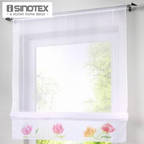 1 PCS New Handmade Roman Curtain For Home Kitchen Panel Floral Polyester Voile Curtain Home Decor With Plastic Tubes