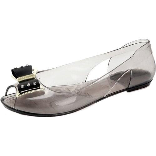 Women Sandals Gladiator Summer Transparent Jelly Shoes Ladies Vintage Buckle Strap Flat Beach Sandals Big Size 567