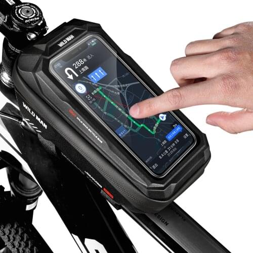 WILD MAN Bicycle Bag Phone Bag Waterproof Front Frame Bag Sensitive Touch Screen MTB Road Bike Accessories