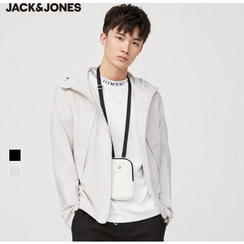 JackJones Mens Waterproof Windproof Multi-Colored Pure Color Hooded Trench Coat|220221518