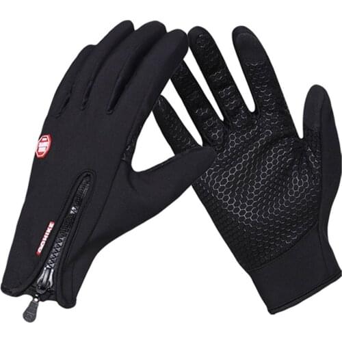 1 Pair Cycling Gloves Touch Screen Windproof Gloves Unisex Warm Anti-slip Elastic Fabric Outdoor Motorcycle Riding Mittens