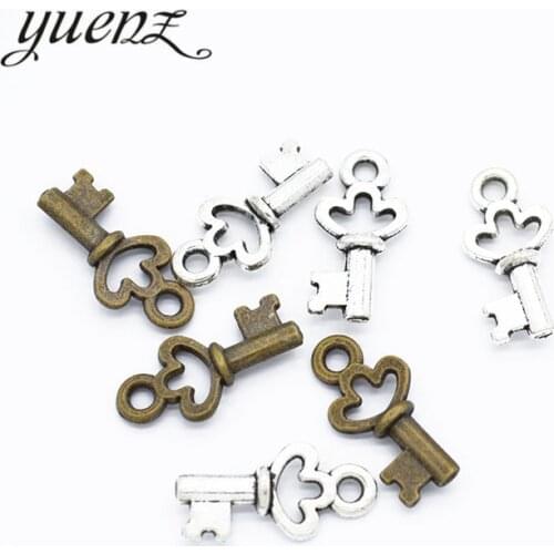 YuenZ 40 pcs Antique silver color charms key Zinc alloy Jewelry DIY Charms Pendant Necklace, earring Bracelet 16*8mm O283