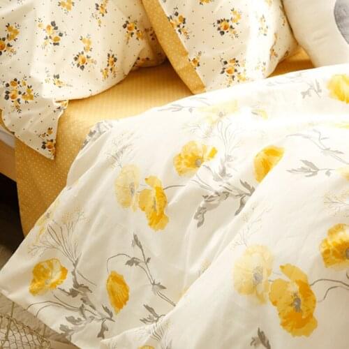 Yellow Color Cotton bed sheet fabric Printed Floral Cotton Fabric DIY Cotton Dress Quilting Material