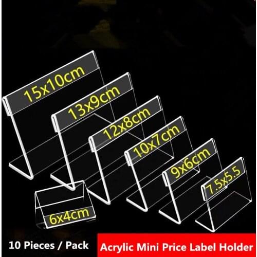 10pcs 10*15cm L Shape Clear Table Acrylic Name Card Sign Holder Price Tag Label Display Paper Promotion A6 Desk Picture Frame