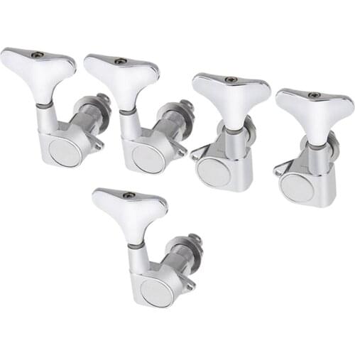5Pcs String Tuning Pegs Machine Heads Tuners Silver For Electric Bass 2L3R