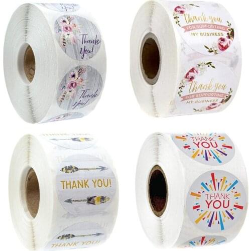 500pcs/roll Thank You Stickers Seal Labels Scrapbook Handmade Sticker Circle Stationery Food Hand Made Deco for Envelope Gift