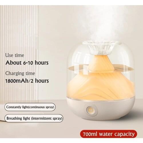 700ml Home Wireless Air Humidifier Aromatherapy Essential Oil Diffuser LED Lamp Rechargeable 1800mAh Battery USB Aroma Diffusor