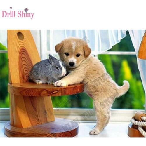 3D DIY Diamond Embroidery Painting New Year Decoration Cross-Stitch Dog Rabbit Bench Kids Party Gifts embroidery with diamonds