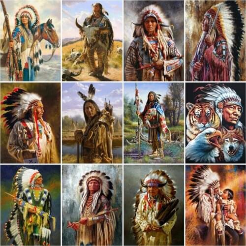 5D Diy Full Drill Diamond Painting Indians Diamond Embroidery Cross Stitch Kits Figure Portrait Mosaic Handmade Home Decor