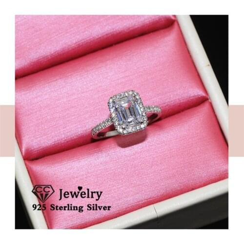 CC Wedding Engagement Rings S925 Silver Rectangle Ring for Women Fine Jewelry Luxury Accessories Shine Stone Gift CC3123