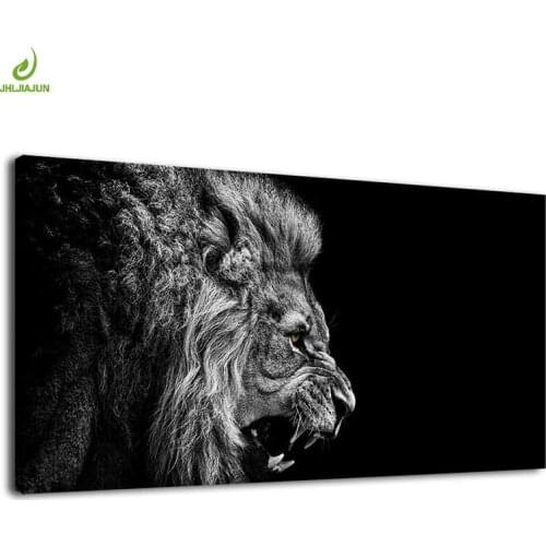 JHLJIAJUN Black And White Canvas Painting Wolf Lion Animals Prints And Posters Wall Art For Living Room Home Decor Pictures