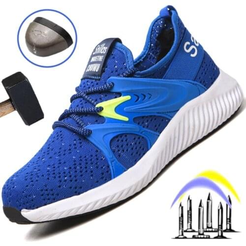 Breathable Work Shoes Safety Shoes Men Women Working Sneaker Light Work Boots Puncture-Proof Steel Toe Indestructible Footwear