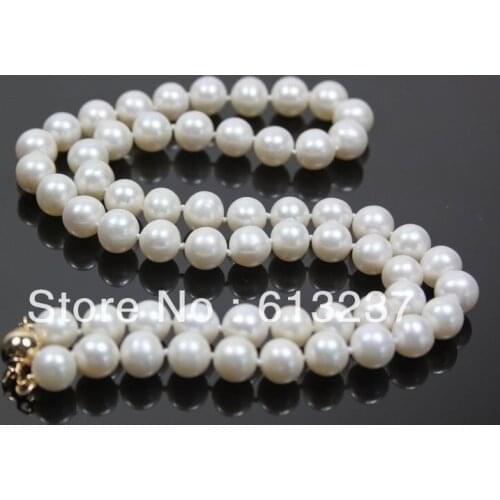 Hot free Shipping new Fashion Style diy 7-8mm White Akoya Pearl Necklace 18 inch MY4509
