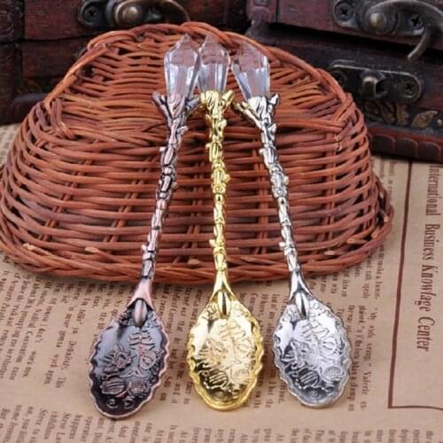 Hot Royal Luxury Vintage Palace Carved Coffee Tea Mini Ice cream Scoop Spoon Mar28