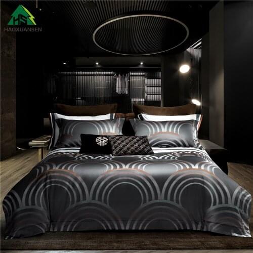 Gorgeous Galaxy Halo Design Cotton Bedding Sets 4Pieces Yarn Dyed Jacquard Bed Linens Duvet Cover Pillowcase Bedsheet