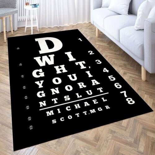 The Office Eye Chart Carpet for Living Room 3D Anime Cartoon Rug Gamer Teen Room Bedside Lounge Rug Kids Children Floor Mats