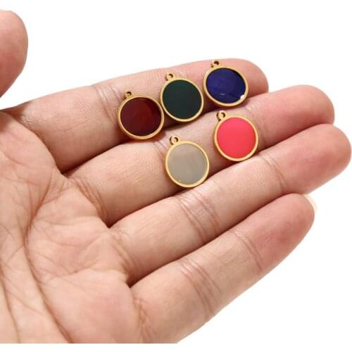 12MM width Stainless Steel Round Charms Pendants for DIY Craft Necklace Bracelet Jewelry Making Findings