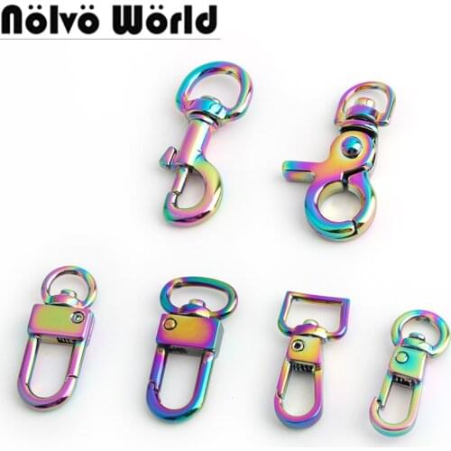 10-50-100 pieces Rainbow 4 styles Small snap hook bag metal swivel clasp hook Hardware fabulous cute rainbow sewing wholesale