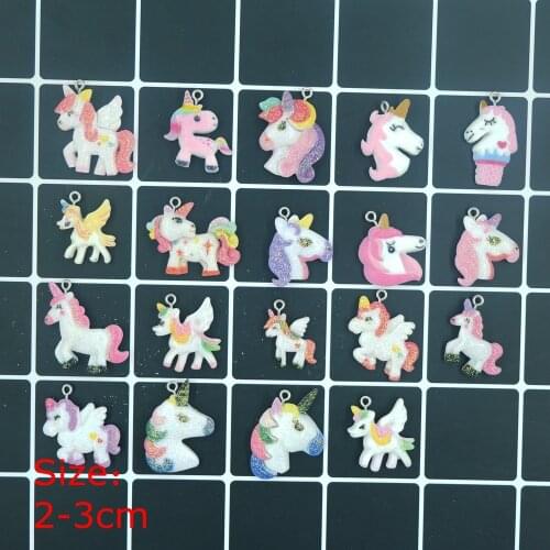 Mix Sequin Unicorn Resin Charms Pendants for DIY decoration necklace earring key chain Jewelry Making