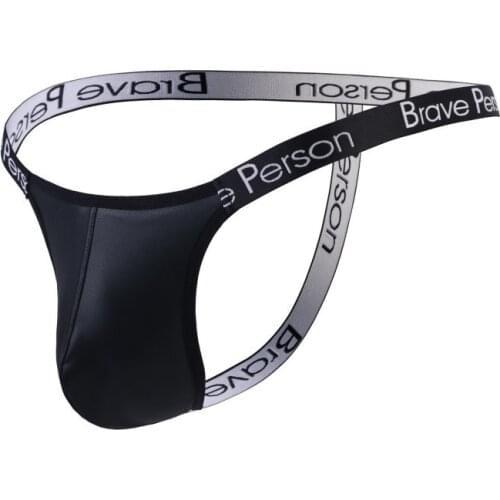 Mens Briefs Sexy Underwear Mini Bikini Thongs Faux Leather Mens Underwear G String Tanga Thongs Triangle Panties Homme Cuecas