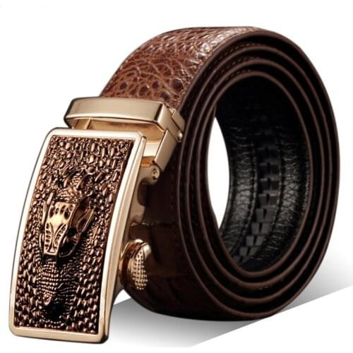 New Men Belts Luxury Genuine Real Leather Crocodile Brand Designer High Quality Automatic Alloy Buckle Cowhide Jeans Belt Male