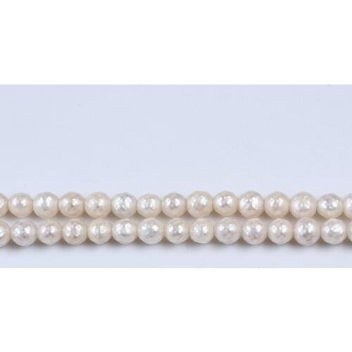10-11mm Natural White Carved Round Freshwater Pearl For Jewelry Making