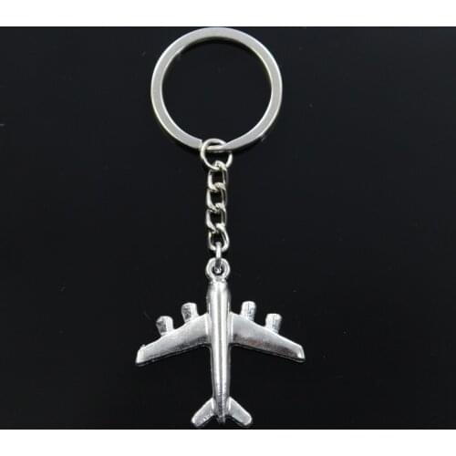 New Fashion Keychain 38x38mm Airplane Plane Pendants DIY Men Silver Color Car Key Chain Ring Holder Souvenir For Gift