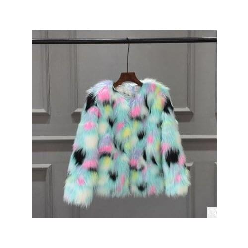 New Furry Fur Coat Women Fluffy Warm Long Sleeve Gradient Color Outerwear Autumn Winter Coat Jacket Hairy Female Overcoat K1060