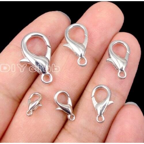 Silver Plated Alloy Lobster Clasps Hooks For Necklace & Bracelet Chain DIY Jewelry Findings, Lanyard Hook