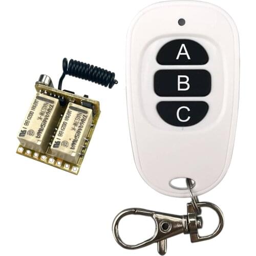 2CH Relay Wireless Remote Control Switch 433mhz RF Mini Small 3.7v 5v 6v 9v 12v Momentary Controller Module trigger reset button