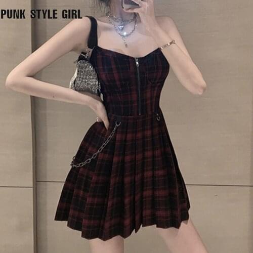 Летние платья в клетку PUNK STYLE GIRL China At AliExpress