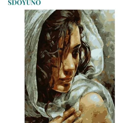 SDOYUNO 60x75cm Frameless DIY Oil Painting By Numbers Kits Woemn Paint By Numbers On Canvas Figure Wall Art Unique Gift