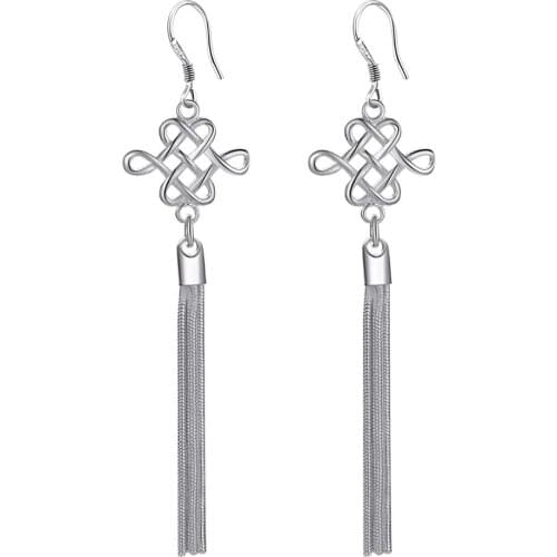 Chinese knot banded high quality free shipping Silver Earrings for women fashion jewelry earrings /UXGERXRN HTVJIDUU
