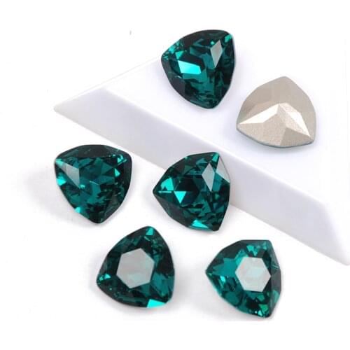 Blue Zircon Trilliant K9 Glass Sew On Rhinestones Pointback Strass Crystal Glue on Clothing Crafts DIY Jewelries