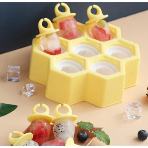 Honeycomb Soft Gel Homemade Ice Cream Popsicle Mold Ring anti-fall Popsicle Mold With Stick DIY Homemade Dessert