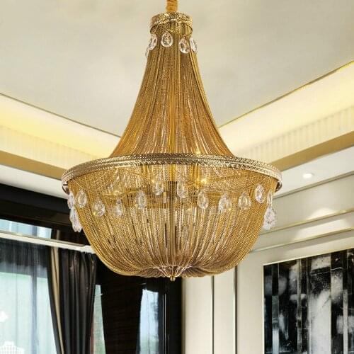 Modern Luxury Gold Tassel E14 Led Pendant Lights Lustre K9 Crystal Led Hanging Lamp Chain Suspend Light Indoor Lighting Fixtures